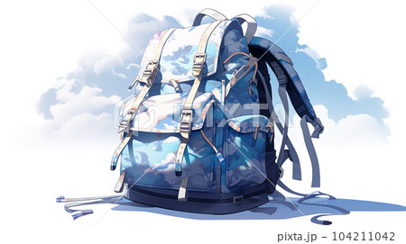 Drawing of school satchel, backpack for books and textbooks, school year, the concept of school education 104211042