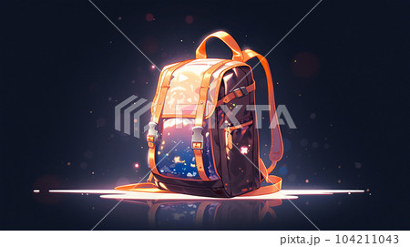 Drawing of school satchel, backpack for books and textbooks, school year, the concept of school education 104211043