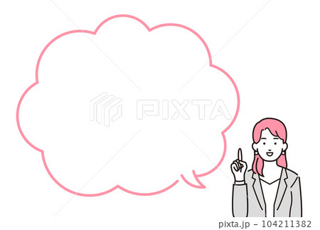 吹き出しのついた人物イラスト_スーツの女性 吹き出しのついた人物イラスト_スーツの女性 104211382