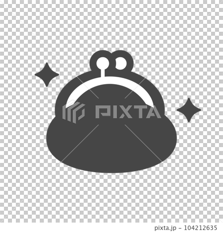 キラキラ光るかわいいシルエットのがま口タイプのお財布 - 節約・収入･お得のイメージ素材 104212635