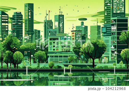 Smart City Wifi and city scape, Network connection concept, Modern City in the future 104212968