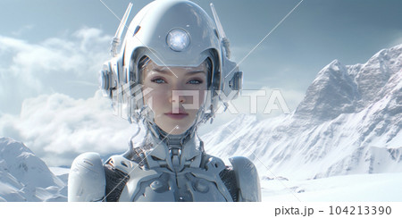 Beautiful female cyber fashion robot on the...のイラスト素材 [104213390] - PIXTA