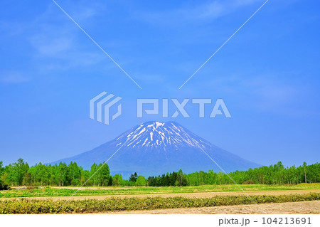 北海道 ニセコ町宮田ビューポイントパーキングから望む羊蹄山 北海道 ニセコ町宮田ビューポイントパーキングから望む羊蹄山 104213691