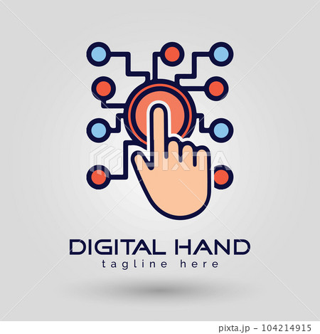 Digital hand  Vector Illustration of Vibrant Abstract Logo Design Elements 104214915