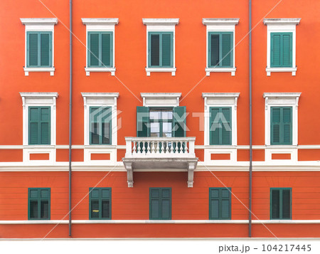 Colorful facade of an old house in Trieste, Italy. 104217445