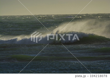 Waves with strong wind after a storm, Patagonia, Argentina. Waves with strong wind after a storm, Patagonia, Argentina. 104218078