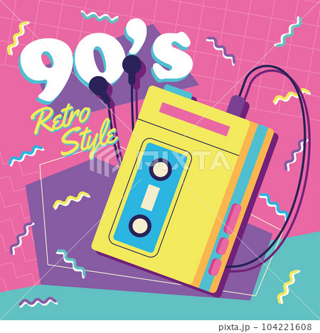 Isolated cassette player Nostalgic retro background Vector 104221608