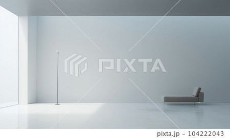 Large empty pastel white minimalist geometric beams wall room, Banner template for product . 104222043