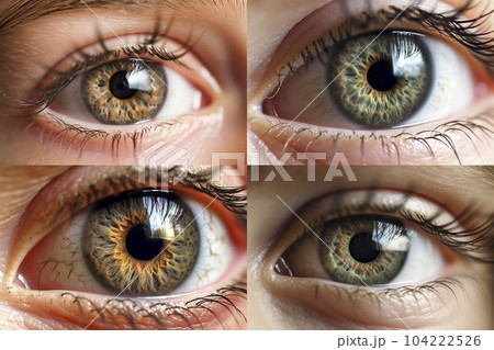 女性の目元のクローズアップのコラージュ「AI生成画像」 104222526