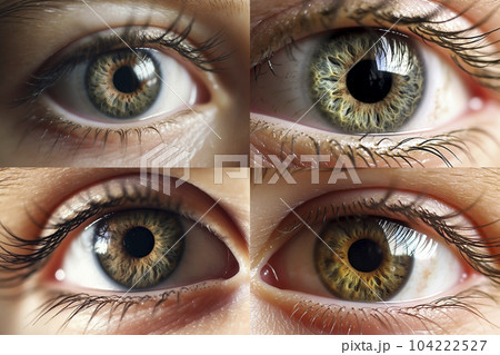 女性の目元のクローズアップのコラージュ「AI生成画像」 104222527