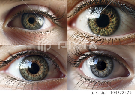 女性の目元のクローズアップのコラージュ「AI生成画像」 104222529