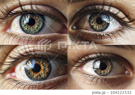女性の目元のクローズアップのコラージュ「AI生成画像」 104222532
