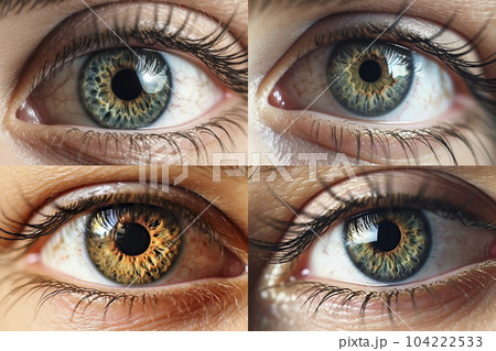 女性の目元のクローズアップのコラージュ「AI生成画像」 104222533