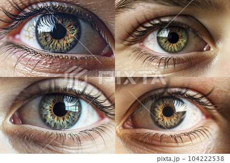 女性の目元のクローズアップのコラージュ「AI生成画像」 104222538