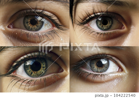 女性の目元のクローズアップのコラージュ「AI生成画像」 104222540