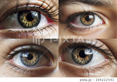 女性の目元のクローズアップのコラージュ「AI生成画像」 104222541