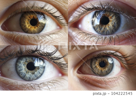 女性の目元のクローズアップのコラージュ「AI生成画像」 104222545