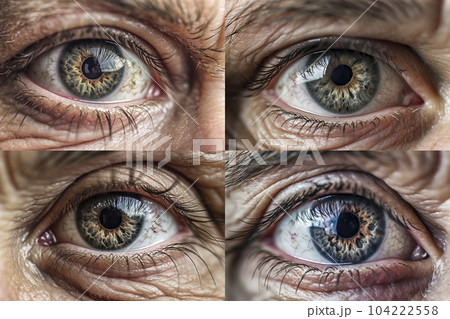 シワのある老人の目元のコラージュ「AI生成画像」 シワのある老人の目元のコラージュ「AI生成画像」 104222558