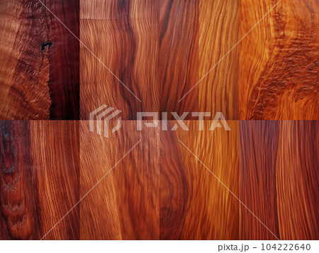 マホガニー材のような木の木目のコラージュ背景素材「AI生成画像」 104222640