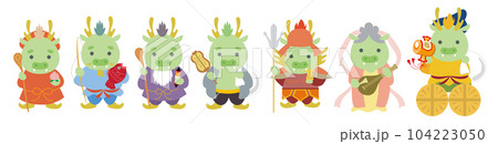 2024年年賀状　辰年用七福神のイラスト 104223050