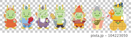 2024年年賀状　辰年用七福神のイラスト 104223050