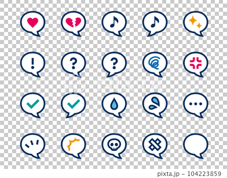Vector icon set of speech bubble with emotion mark Vector icon set of speech bubble with emotion mark 104223859
