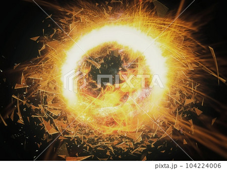 燃焼する火の玉の3dイラスト 104224006