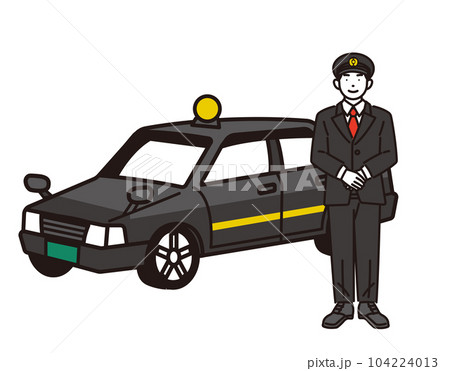タクシーと運転手のベクターイラスト素材/観光/求人 タクシーと運転手のベクターイラスト素材/観光/求人 104224013