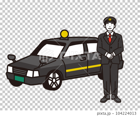 タクシーと運転手のベクターイラスト素材/観光/求人 タクシーと運転手のベクターイラスト素材/観光/求人 104224013