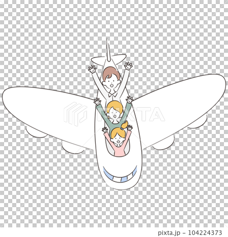 Illustration material of a family going on a trip by plane Illustration material of a family going on a trip by plane 104224373