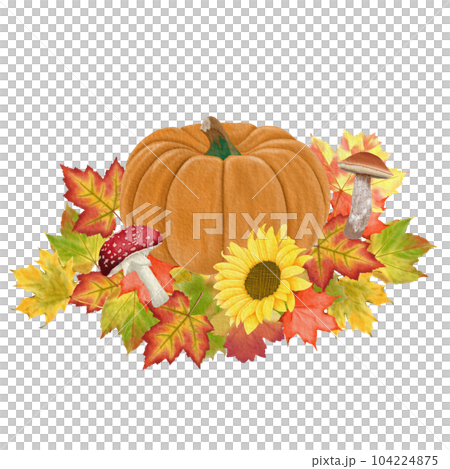 Watercolour autumn decoration illustration set. Watercolour autumn decoration illustration set. 104224875