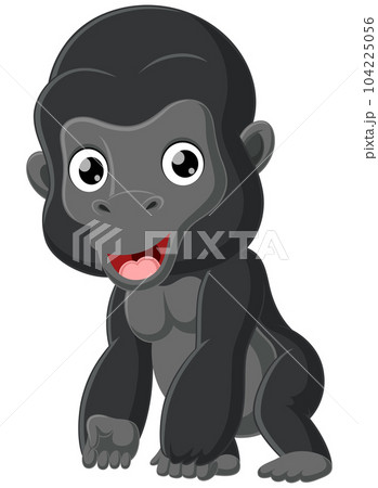 Cute baby gorilla cartoon on white background 104225056