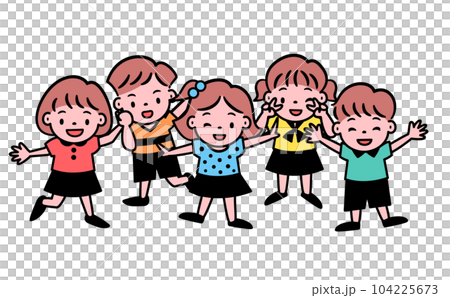 Cute pop children and kids friends vector illustration material playing cheerfully in fun poses 104225673