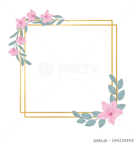 Watercolour pink azalea flower frame set. 104226858