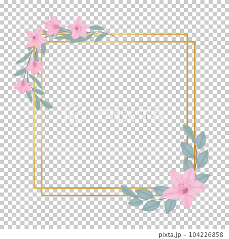 Watercolour pink azalea flower frame set. 104226858