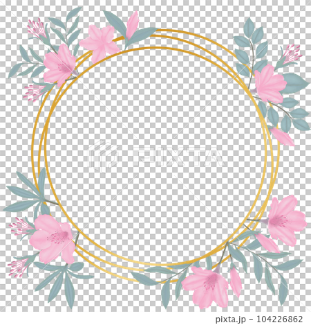 Watercolour pink azalea flower frame set. 104226862
