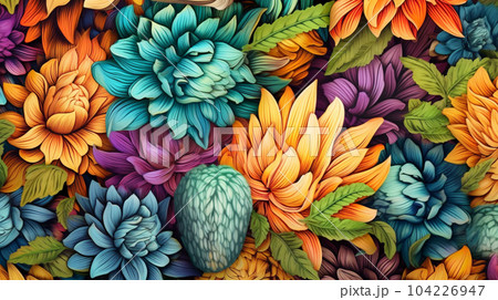 Painting with flowers, botanical concept, greeting card, floral print printable 104226947
