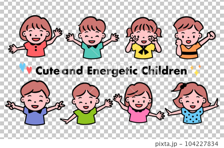 Cute pop child, kids' face, upper body vector icon illustration material playing cheerfully in a fun pose Cute pop child, kids' face, upper body vector icon illustration material playing cheerfully in a fun pose 104227834