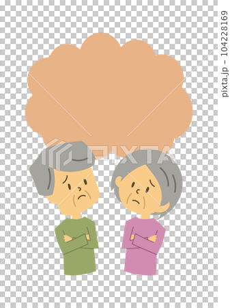 Worried old couple with frame Worried old couple with frame 104228169
