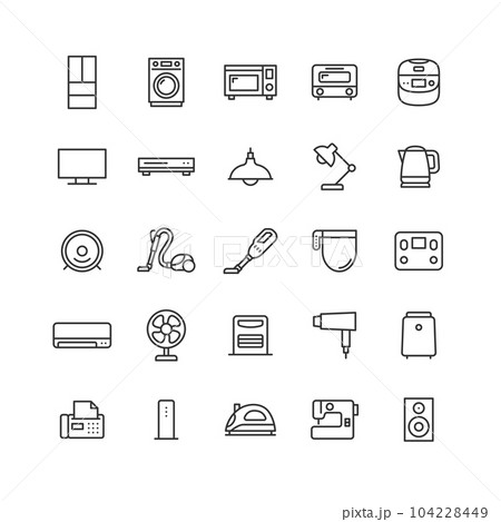 家電製品の線画アイコンセット 家電製品の線画アイコンセット 104228449
