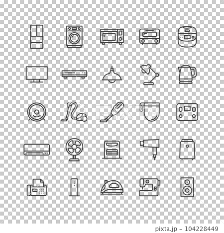 家電製品の線画アイコンセット 家電製品の線画アイコンセット 104228449