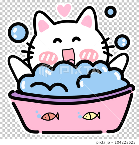 Cat take a bath Bubble note doodles paper clips journal daily planner stickers sticky note book study student 104228625