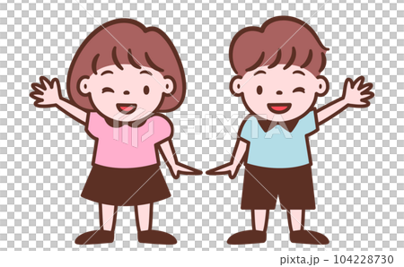 Cute pop children and kids full body vector person illustration material of boys and girls who raise good friends Cute pop children and kids full body vector person illustration material of boys and girls who raise good friends 104228730