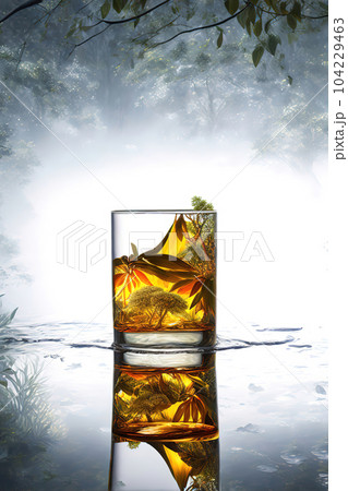 Drink in a glass, ecology. Generate Ai 104229463