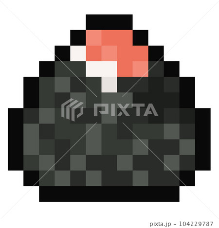 Pixel art mentaiko seaweed onigiri icon. 104229787