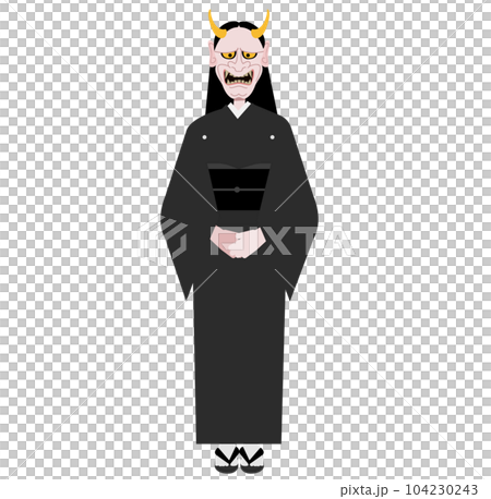 一個穿著喪服、面帶般若臉的女人的插圖 一個穿著喪服、面帶般若臉的女人的插圖 104230243