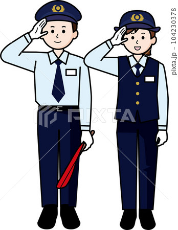 駅員 夏服の男性と女性 駅員 夏服の男性と女性 104230378