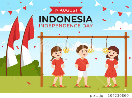 Indonesian Independence Day Vector Illustration On 17th August with Kids Doing Traditional Competition in Flat Cartoon Hand Drawn Template Indonesian Independence Day Vector Illustration On 17th August with Kids Doing Traditional Competition in Flat Cartoon Hand Drawn Template 104230860