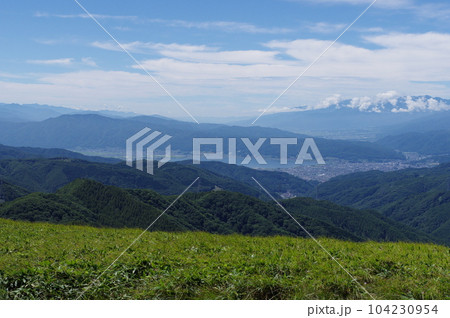 ビーナスライン　三峰山から諏訪湖方向の眺め 104230954