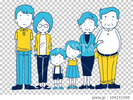 一家人肩並肩站著 一家人肩並肩站著 104231500